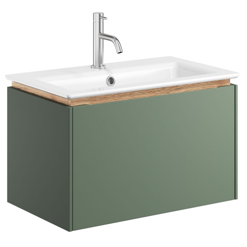 Cutout image of Crosswater Mada 600mm Sage Green Wall-Hung Vanity Unit & Basin